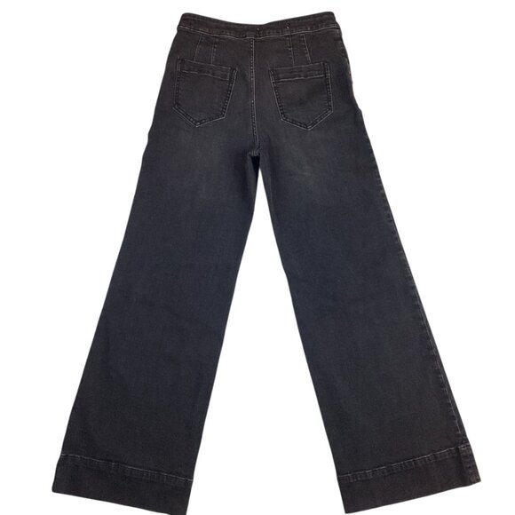Pilcro & The Letterpress Anthropologie Womens 29 Button-Fly Wide Leg Jeans Black - Picture 8 of 15